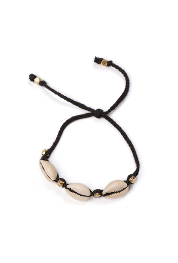 Handmade Black Thread Anklet with Cowrie Shell